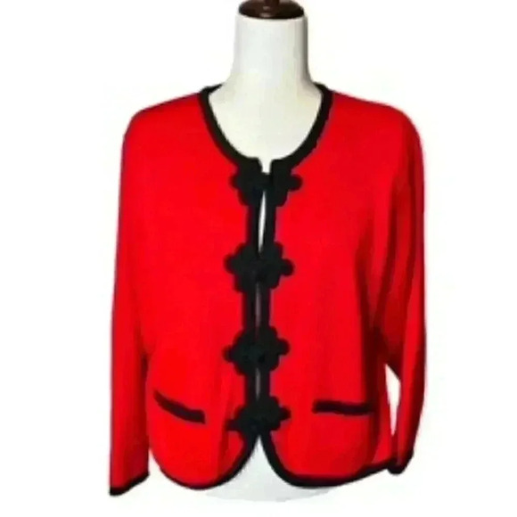 Vintage‎ Red & Black Tally Ho Cardigan Women’s Sz Large - Picture 1 of 11